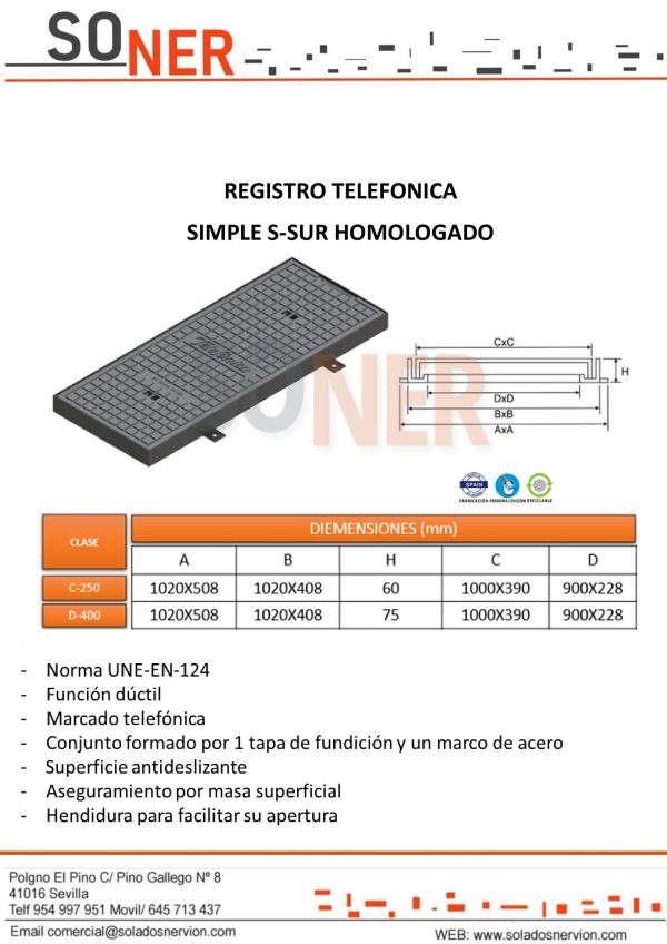 REGISTRO TELEFONICA SIMPLE S-SUR
